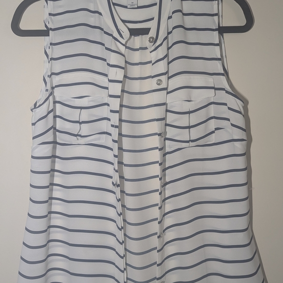 Nautica Black and White Striped Blouse - Picture 3 of 6